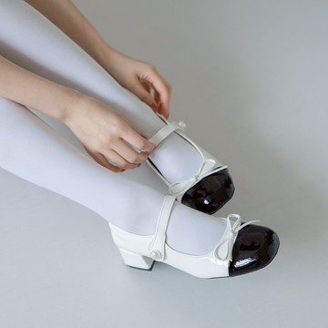 撞色拼接蝴蝶結低跟瑪麗珍鞋 ND790423【現貨】