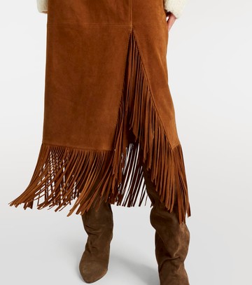 Polo Ralph Lauren Fringed suede midi skirt