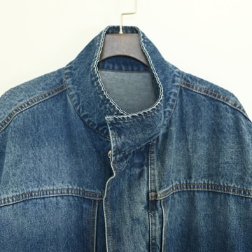 漸層刷色-休閒寬鬆牛仔外套-單寧藍色