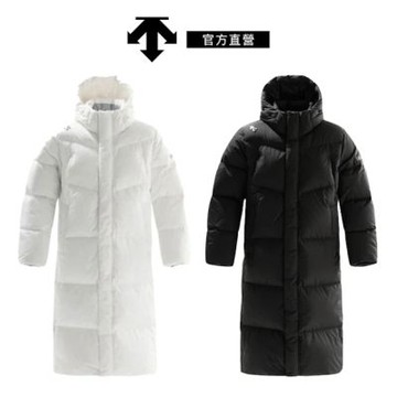 DESCENTE 迪桑特 女士 長版羽絨外套(黑色/白色)