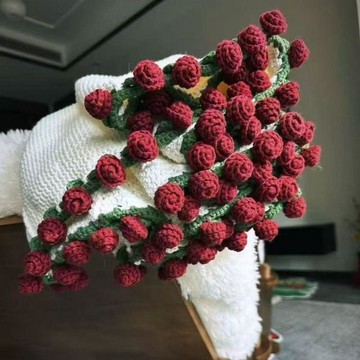 台灣出貨 玫瑰花束毯 玫瑰花毯 手工編織毛線玫瑰花毯 手工編織鈴蘭毯子 茉莉花花束毯 抱鉤針毯材料包 禮物 交換禮物