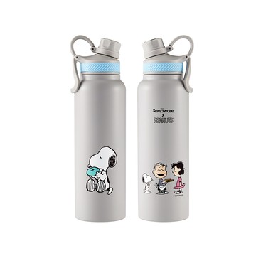 【康寧密扣Snapware】手提不鏽鋼大容量保溫瓶1200ml-Snoopy史努比 早午餐