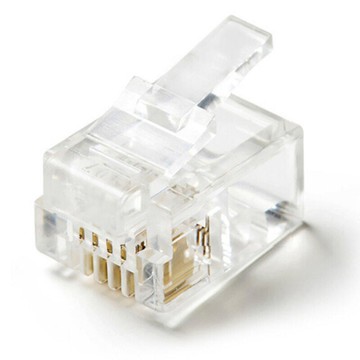 6P4C RJ11 Cat 5e STP FTP『100入』鍍金三叉水晶頭 電話線 接頭【DD229】  123便利屋