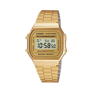 CASIO 卡西歐 日系-復古風數字金色款(A-168WG)
