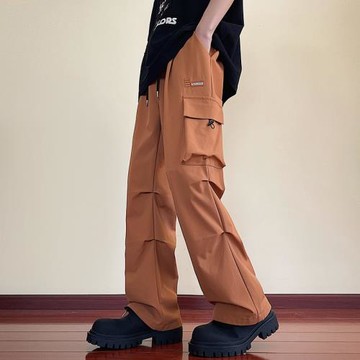 特大碼休閑加肥加大休閑闊腿褲男寬松工裝潮流長褲子青春流行薄款
