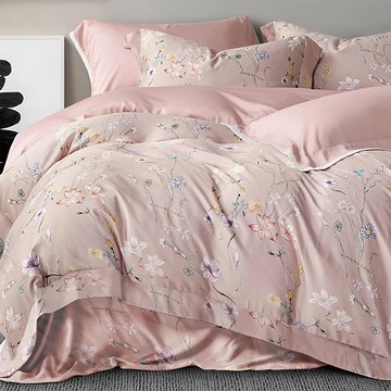 天絲床包兩用被 純天然纖維 柔軟絲滑親膚性佳  夏雅粉  雙人床包兩用被四件組  雙人