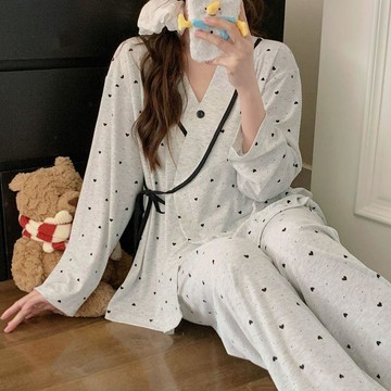 🎀樂貝兒優選🎀新款春夏季睡衣 莫代爾羅紋月子服 產後哺乳睡衣 孕婦寬鬆無胸墊睡衣 家居服套装 防走光 可调节松紧带
