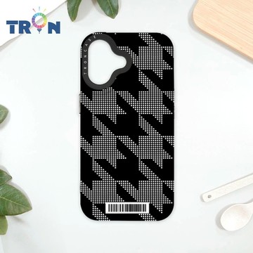 TRON IPhone 16 幾何圓點千鳥紋 防摔太空載具殼 透黑 軟硬 手機殼