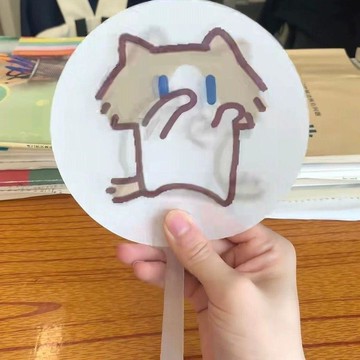 【爆款 熱銷】 月薪喵創意小貓動畫二變手搖光柵扇夏季搞怪手持會動的搞怪扇子