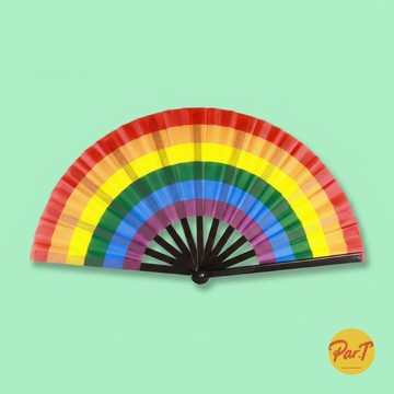 PAR.T ｜ 13吋彩虹黑柄摺扇