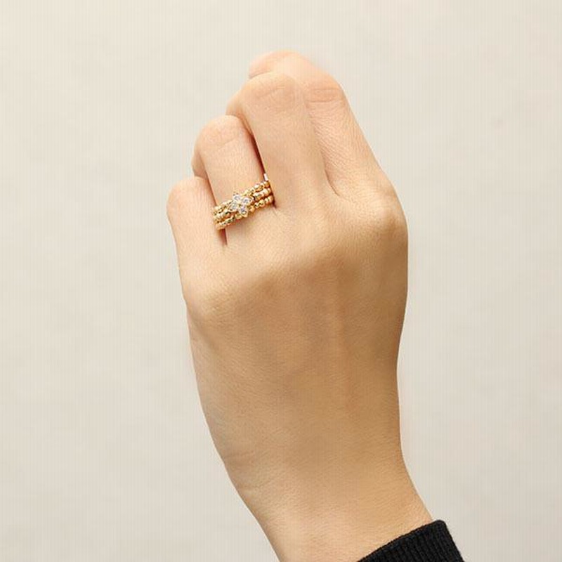 18金 デザイン ダイヤリング tomatosarada K18 18金 0.02ct ダイヤモンドリング サクラ 桜