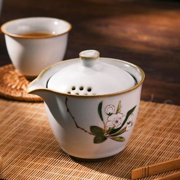 復古汝窯手抓壺柿子 泡茶器便攜快客杯日式陶瓷茶壺功夫茶具家用