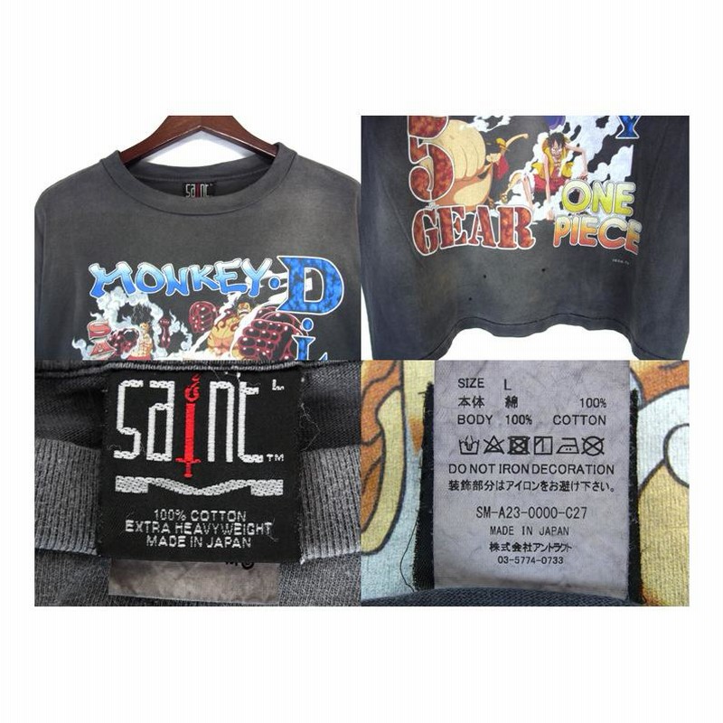 セントマイケル SAINT MICHAEL × ワンピース ONE PIECE □ 23AW 【 OP SS T SHIRT LUFFY SM 】 ルフィ  ギア5 ニカ ヴィンテージ 加工 プリント Tシャツ w15878 | LINEブランドカタログ