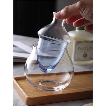 日式冰藍冰酒壺玻璃酒具套裝小型分酒醒酒器家用溫酒缸白酒杯創意