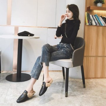 毛毛拖鞋女外穿秋冬季穆勒鞋2025網紅兔毛包頭半拖懶人平底毛毛鞋