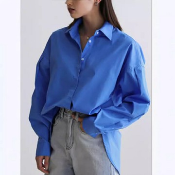 【巴黎精品】現貨+預購 襯衫長袖上衣-通勤族休閒BF風純色大碼女裝3色a1in33