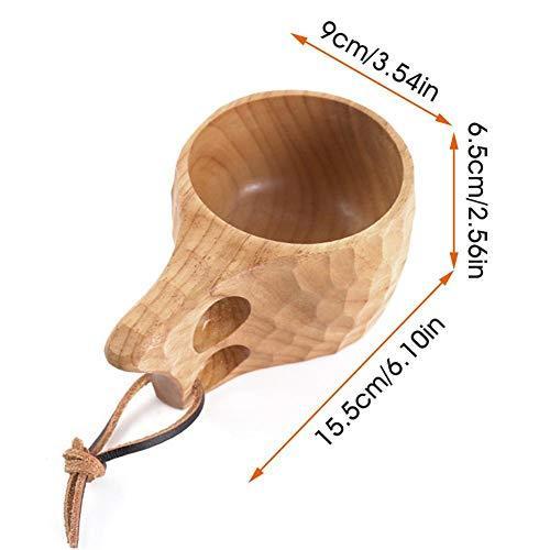 ポータブル木製カップ,ノルディックククサストラップ付きポータブルアウトドアキャンプドリンクカップ,コーヒーマグキャンプマグハンドルドリンクバ