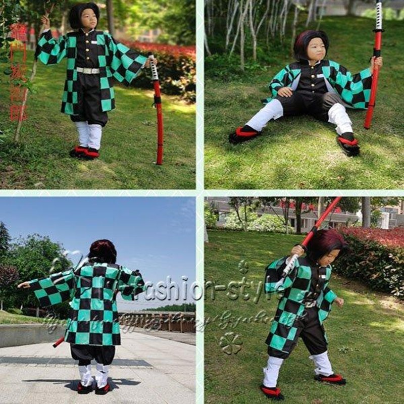 ウィッグ付き】鬼滅の刃 竈門炭治郎 コスプレ衣装 子供用 子ども
