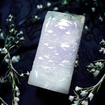 春帶彩翡翠山水牌 | 天然緬甸玉翡翠A貨 | 送禮