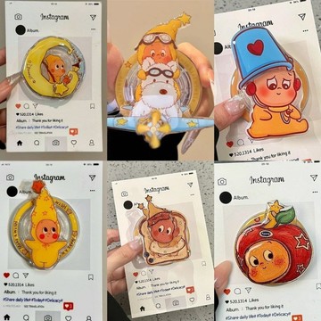 可愛月亮星星人旋轉星星磁吸支架適用MagSafe手機吸附桌面懶人