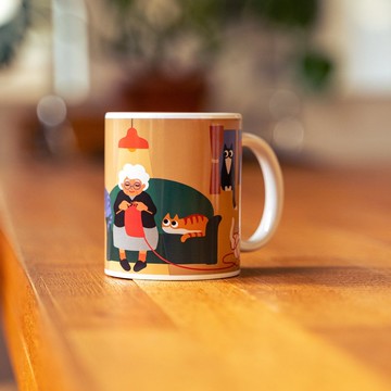 美國 Kikkerland 老奶奶與貓變色馬克杯熱感陶瓷杯