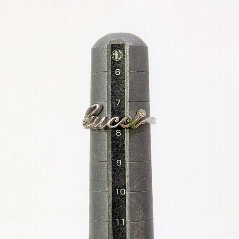 グッチ GUCCI ロゴ 1Pダイヤモンド リング 750 WG ＃8 日本
