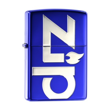 Zippo 【官方授權店】Big  logo(Blue) 經典標誌-寶藍銀防風打火機