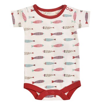 100%有機棉 夏季清爽 快樂魚包屁衣