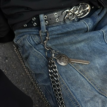 ☆LimeLight☆ 黑曜銀 做舊 鑰匙 民族風 波西米亞風 飾品 鈦鋼 褲鏈 褲鍊 腰鍊 Y2K 復古