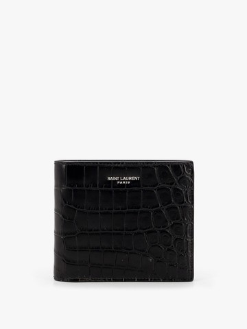 Leather wallet with embossed lettering logo on the front - SAINT LAURENT - gender_Man