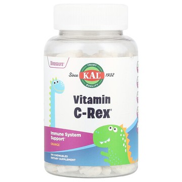 KAL, Dinosaurs®，Vitamin C-Rex®，橙味，100 毫克，100 片咀嚼片