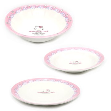 asdfkitty*二手出清-KITTY碗盤組(大碗公+淺盤+沙拉盤)-日本正版商品