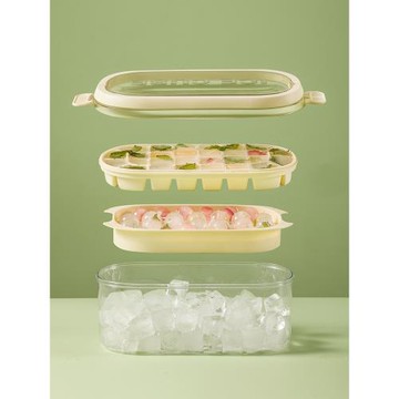 冰塊模具凍冰塊儲冰盒制冰球圓形輕松脫模食品級硅膠帶蓋大容量冰