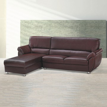 MUNA家居   701型咖啡色乳膠厚皮L型沙發   265X182X96cm