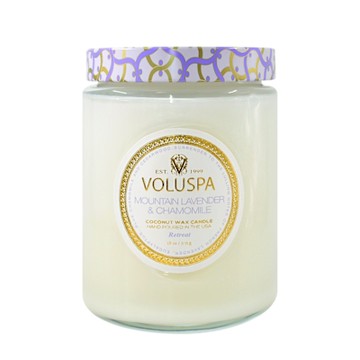 VOLUSPA 香氛蠟燭-白屋系列 薰衣草與洋甘菊 浮雕玻璃罐 18oz/510g 多款任選
