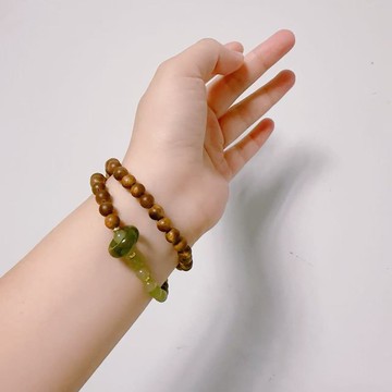 原創設計 沉香木和田玉雙圈手鏈 跑環 手環 手串禮物交換