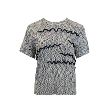 針織線圈圖騰短袖針織衫