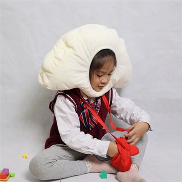 可愛搞怪卡通毛絨水餃餃子頭套帽子拍照表演跳舞學生兒童保暖道具