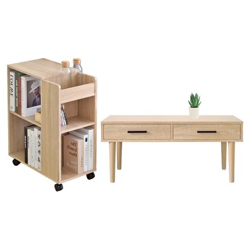 《HOPMA》日系質感茶几桌邊櫃組合 台灣製造-淺橡(漂流)木