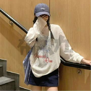 【佈小九】韓系花朵印花長袖防曬T恤 夏新款設計感chic罩衫 防曬罩衫 衣服 T恤 長袖T恤