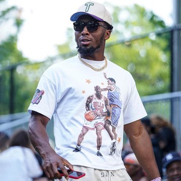 塔圖姆愛德華茲同款美式籃球短袖重磅高街寬松復古白色落肩上衣男