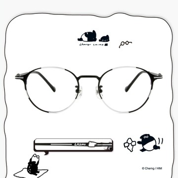 ❰台灣設計師聯名❱_LAIMO系列｜來貘黑白配 眉框眼鏡｜消光黑/白