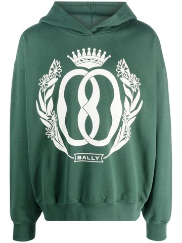 Bally - logo-print organic cotton hoodie - men - Organic Cotton - XXL - Green