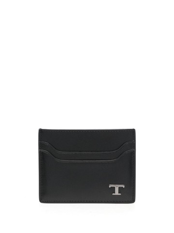 Tod's - logo-plaque card holder - men - Calf Leather - One Size - Black
