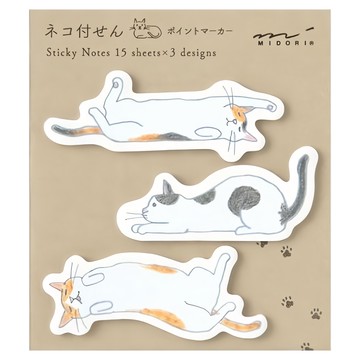 Midori 療癒便利貼重點 辦公學習記事好幫手  悠閒貓咪  45張  1個