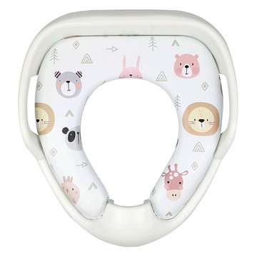 aguard 手把式兒童馬桶坐墊 舒適柔軟 正面防止尿液四濺 方便移動攜帶  白色動物