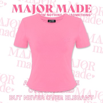 圓領中短版字母大彈力短T