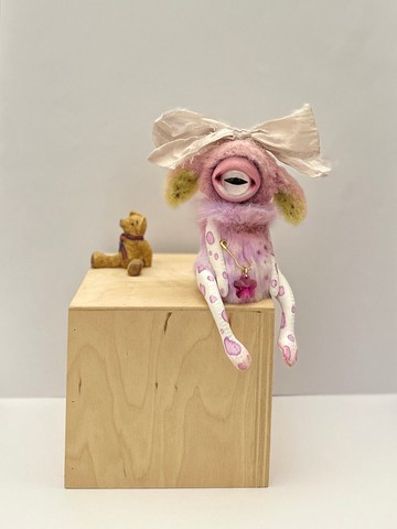 溫柔的設計師款粉色兔子，獨眼娃娃；手工玩具；適合 Blythe _ 現貨可立即出貨！