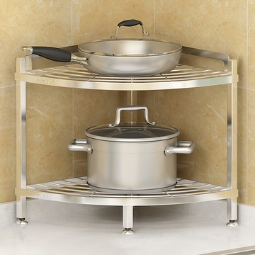 Lifecode 生活密碼 收納王不鏽鋼角落架/鍋具架/浴室架 2層  1個  銀色