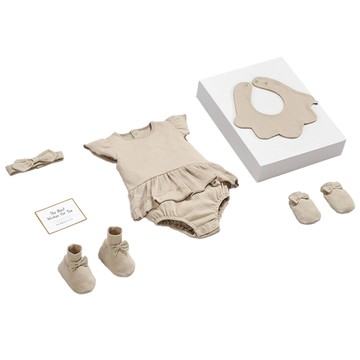 ku.ku duckbill 酷咕鴨 plus竹纖羅紋紗裙包屁衣禮盒 親膚透氣  0~24個月  暖調杏